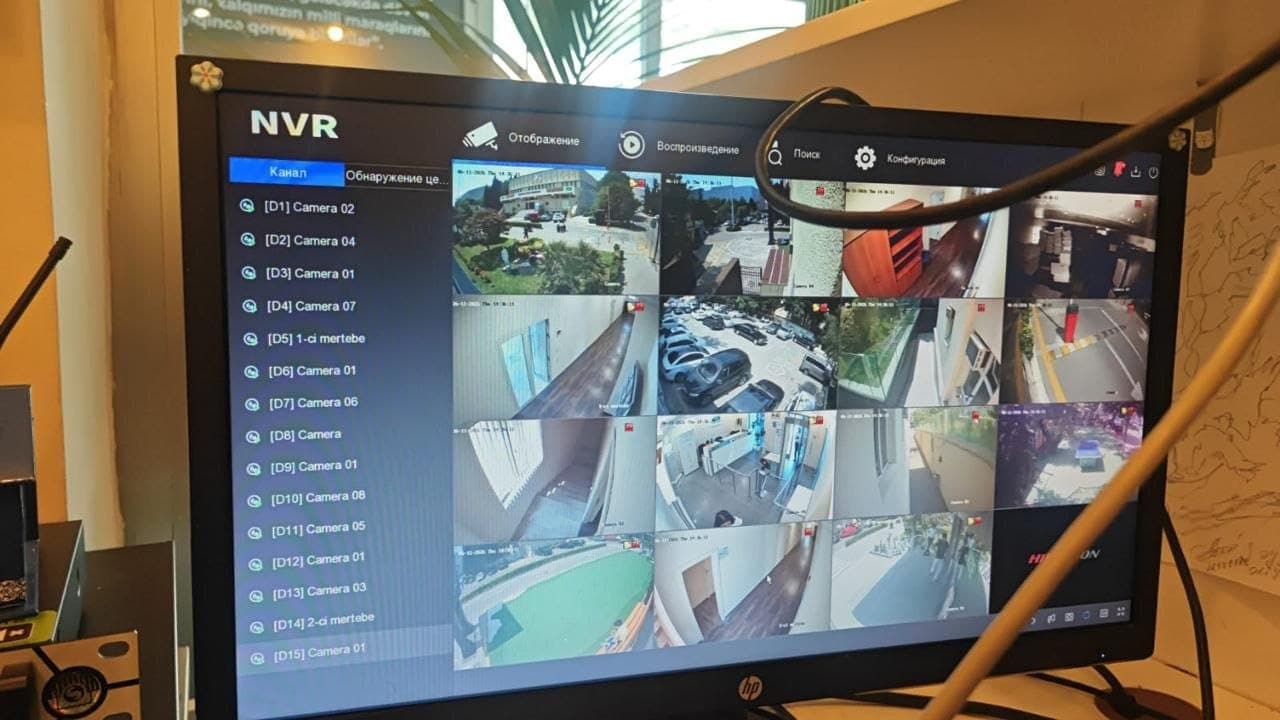 16 kanallı NVR monitoru: kamera və siqnalizasiya birlikdə